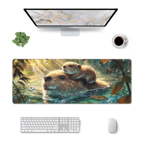 Otter Mouse Pad Extended Large Gaming Mouse Pad XL Stitched Edges for Gamer Home Office 31.5 X 11.8 Inch - color: Otter