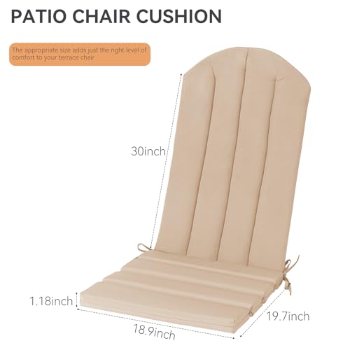 Adirondack Chair Cushion Set of 2 Indoor Outdoor Furniture Cushions Rocking Chair Cushions with Straps Replacement Folding Patio Chair Pad,19.7x18.9x1.5 Inch(Khaki) - color: Khaki