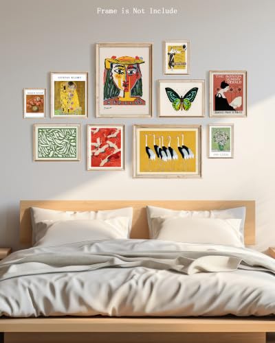 Vodefoad Van Gogh Wall Art Prints, Vintage Eclectic Gallery Wall Art Set of 10, Retro Van Gogh, Picasso, Klimt Abstract Art Painting, Famous Artist Paintings Impressionist Museum Gallery Exhibition for Bedroom Decor- Unframed - color: Monet's Animals, siz