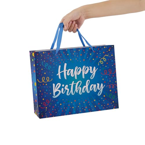 BULKYTREE 13" Large Happy Birthday Gift Bag with Card and Tissue Papers for Women Men Boys Girls Colorful Design with Handles