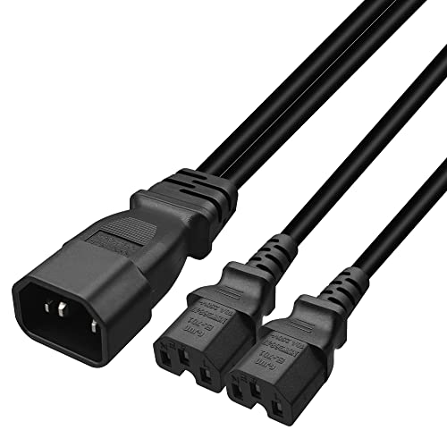 IEC 320 C14 to Dual C15 Y-Splitter Power Cord, 1FT/0.32M, 10A 250V, UL Listed, C14 Male to 2 C15 Female Adapter Cable for Server, PDU, UPS, High-Voltage Network Hardware - color: C14 to 2* C15