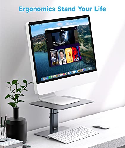 BoYata Monitor Stand, Adjustable Monitor Riser Metal Computer Stand Compatible with TV, PC, Laptop, Computer, iMac, and All Screen Display-Space Grey - color: Space Grey