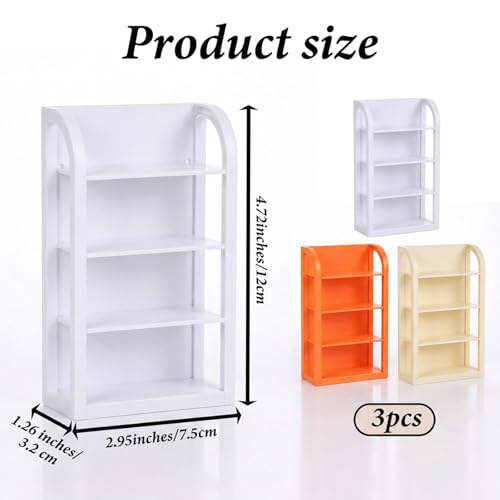3Pcs Miniature Supermarket Shelves 4 Layers Shelf Display Rack Furniture Mode Dollhouse Bookshelf Doll House Store Storage Bookshelf Accessories for Displaying Mini Books Cosplay Party - color: Color 2