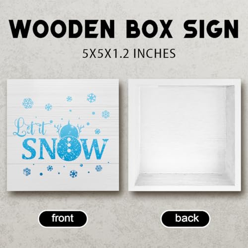 Let It Snow Sign Snowman Snowflake Decor Winter Blue Decorations for Home Holiday Sign Decorations for Home Office Desk Shelf Cubicle Decor Mini Gifts for Women 5 X 5 Inch - color: Let It Snow