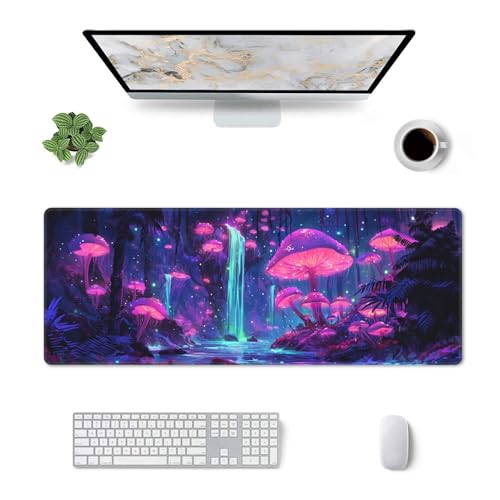 Mushroom Mouse Pad Extended Large Gaming Mouse Pad XL Stitched Edges for Gamer Home Office 31.5 X 11.8 Inch - color: Mushroom