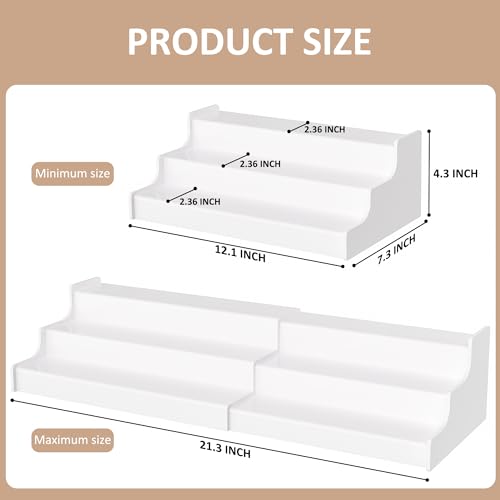 Sezanrpt Expandable Spice Rack Cabinet Organizer 3 Tier, White Kitchen Counter Display Shelf, Seasoning Organizer for Cabinet, Moisture Resistant - size: 3 Tier