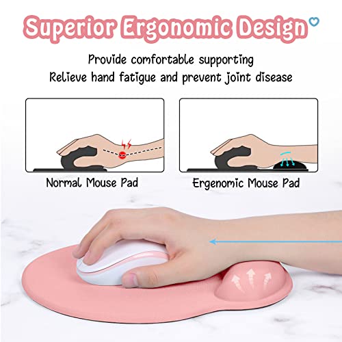 Hsurbtra Ergonomic Mouse Pad with Wrist Rest Support, Gel Mouse Pads with Non-Slip PU Base, Pain Relief Memory Foam Computer Mat, Cute Office Supplies Desk Decro Accessories, Rose Gold - color: Rose Gold, size: X-Large