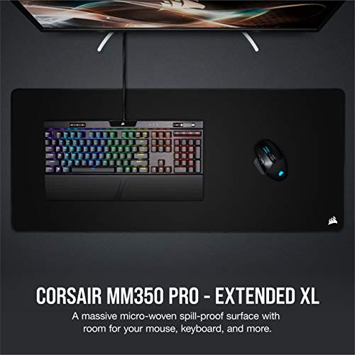 Corsair MM350 PRO Extended XL Premium Spill-Proof Cloth Gaming Mouse Pad – 36.6” Width x 15.7” Height Surface – Black,(Pack of 10) - color: Black, size: 36.6L x 36.6W inches (Pack of 10)