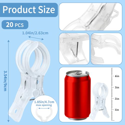 PUGPIU 20 Pack Balloon Arch Clips for Backdrop, 3.5 Inch Clear Spring Clamp | Plastic Balloon Clips for Arch, Great for Backdrop Stand, Birthday Wedding Decoration, Hang-drying, Beach Towels, Photos - color: Clear2