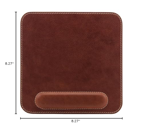 Londo Top Grain Leather Mouse Pad with Wrist Rest – Ergonomic Support, Non-Slip Base, Smooth Surface - color: Brown