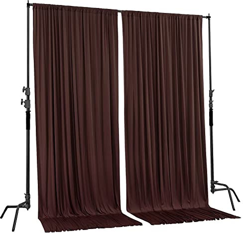 AK TRADING CO. 10 feet x 8 feet IFR Polyester Backdrop Drapes Curtains Panels with Rod Pockets - Wedding Ceremony Party Home Window Decorations - Brown - color: Brown