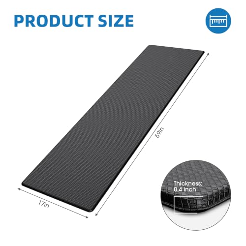 Kitchen Mats for Floor - 17"x59" Anti Fatigue Mats for Kitchen Floor - Non Slip Cushioned Rugs for Standing - Black - color: Black, size: 1pc: 17" x 59" x 0.4"
