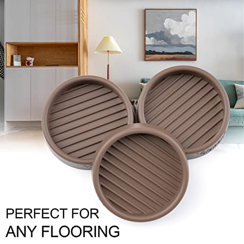 Yelanon Furniture Coasters - 8 Pcs 2”Round Furniture Caster Cups - Non Slip Pads Hardwood Floors Non Skid Grippers Rubber Furniture Feet - Anti Slide Floor Protector for Bed Couch Stoppers Brown - size: 8pcs 2" Round