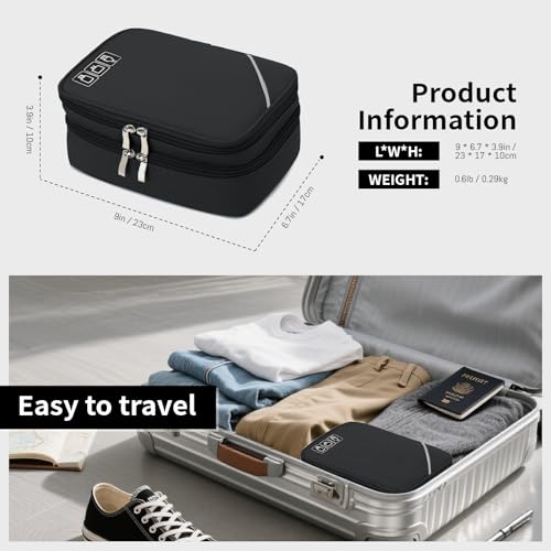Lanola Electronic Organizer,Travel Cable Organizer Bag Pouch Electronic Accessories Carry Case Portable Double Layers Storage Bag for Cable,Cord,Charger,Phone,Earphone,Power Bank,Memory Cards - Black - color: 2-Black