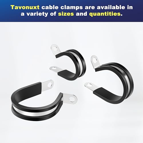 52PCS Cable Clamps Assortment Kit, 6 Sizes (1/4" to 3/4") Stainless Steel Rubber-Coated Cushioned Clamps, Insulated Pipe & Wire Holder for Automotive, Fuel Line, Hose, Tube - size: 1/4 Inch - 3/4 Inch, style: KIT