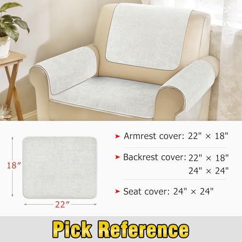 Couch Arm Covers, Sofa Arm Covers, Waterproof Armrest Cover for Sofa, Loveseat, Armchair, Anti-Slip Recliner Arm Cover, Headrest Cover, Arm Chair Covers Set of 2 (Cream, 22"×18") - color: Cream, size: 22" x 18" - 2 pcs