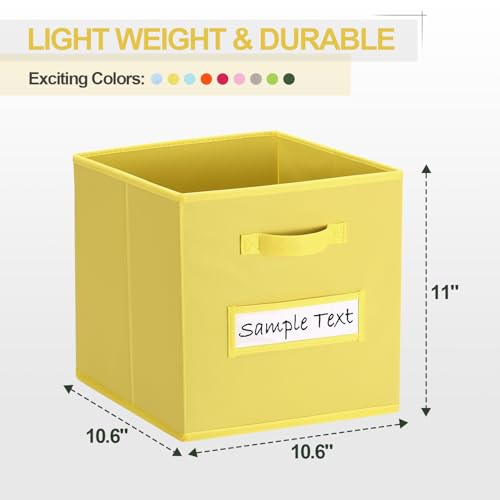 11x11 storage cube bins (Set of 10) Foldable Fabric storage cubes with 10 Labels Window Cards & a Pen,11 inch cube storage bin,Closet Organizers for Shelves,Cubby Organizer Boxes,Dark Yellow - color: Dark Yellow, size: 11"