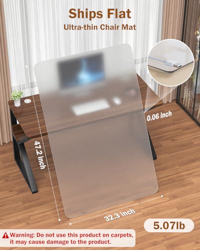 Blvornl Frosted Clear Chair Mat for Hardwood Floor, 32.3"*47.2" Hard Material Office Chair Mat, Memory Plastic Computer Chair Pad for Rolling Chairs, Desk Floor Rug for Office and Home - size: 32.3"*47.2"