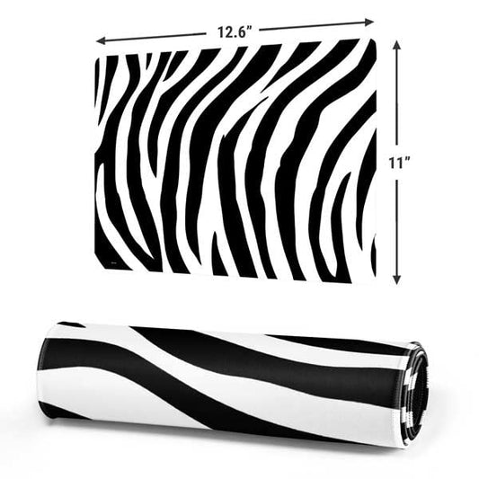 Skinit Small Gaming Mouse Pad - Zebra Print Design with Stitched Edges, Waterproof, Non-Slip Rubber Base, Desk Mat for Keyboard & Mouse, 12.6" x 11" inches - color: Black - PTTRNS07, size: 12.6" x 11"