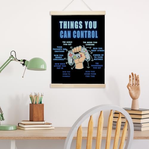 Voxitura Black Things You Can Control Game Poster Hanger Frame, Gaming Gamer Wall Decor Art Canvas for Playroom Kids Toddler Boy Room,Mental Health Prints for Wall Hanging Decor Therapy Office 12x16in - color: blue