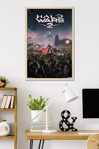 Halo: Halo Wars 2 - Key Art Wall Poster, 34L" x 22.4W", Blonde Framed Version - color: Blonde Framed Version, size: 34"L x 22.4"W