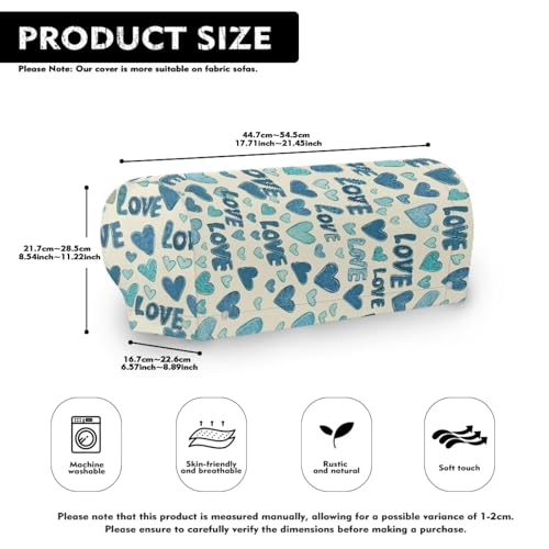Blue Love Heart Print Armrest Covers for Chairs, Valentine's Day 2 PCS Stretch Furniture Protector for Recliner, Curved, Square, Stain Resistant Couch Armrest Covers - color: Blue Love Heart