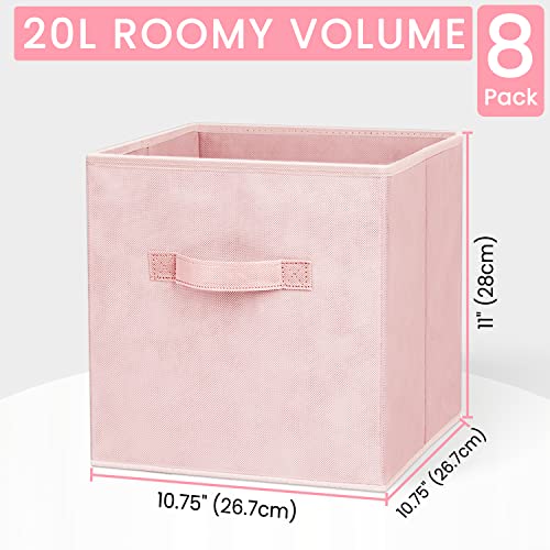 Criusia Storage Cubes - 11 Inch Heavy Duty Fabric Storage Bins for Shelves Closet, Cube Organizer - 8 Pack Collapsible Cube Storage Bins Baskets for Organizing Clothes Blankets Toys (Pink) - color: Peach Pink, size: Medium -11 inches