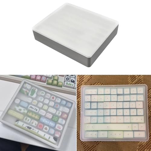 Layer Keycap Storage Box with Detachable Lid Permanent Polystyrene Planner Compact Plan for Mechanical Keyset Enthusiast - color: White