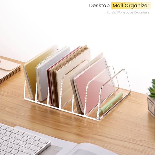 YUXUN Desk File Organizer,6-Section Acrylic Desk Organizer,Vertical File Sorter Holder Organization for Office School & Classroom (Clear - 1Pack) - style: 6-Section,A5
