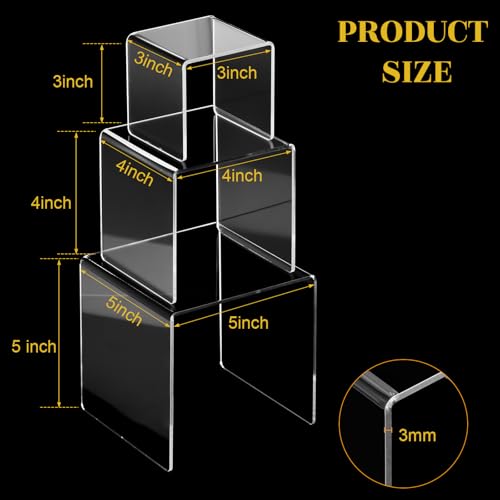 Chuangdi 2 Sets Acrylic Display Risers, Product Stand, Jewelry Display Riser Shelf Showcase Fixtures for Dessert Cupcake Candy Figure Treat Action Showcase(Clear,Medium Set) - color: Clear, size: Medium Set
