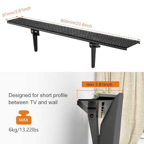 Bracwiser No Drill TV Top Shelf 24 inch Wide for Thin Monitor TV Top Mounting Bracket Platform Holds Speaker, AV Receiver, Media Box, Game Console and More (CS106LMINI) - size: 24 inch MINI