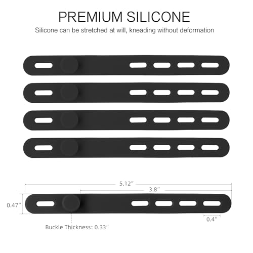 Donruby 24Pcs Silicone Cable Ties - Reusable & Washable with Locking Buckles, Adjustable Fastening Cable Management Straps, Multi-Purpose High Elasticity Cord Organizer (Black) - color: Black