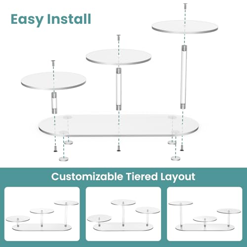 NiHome Display Stand for LEGO Botanical Collection Sets, Clear Acrylic 3-Tier Stepped Riser for Collectibles Figures Tabletop Plants Perfume Cupcakes, Room Decor, Tool-Free Quick Assembly, 1 Pack