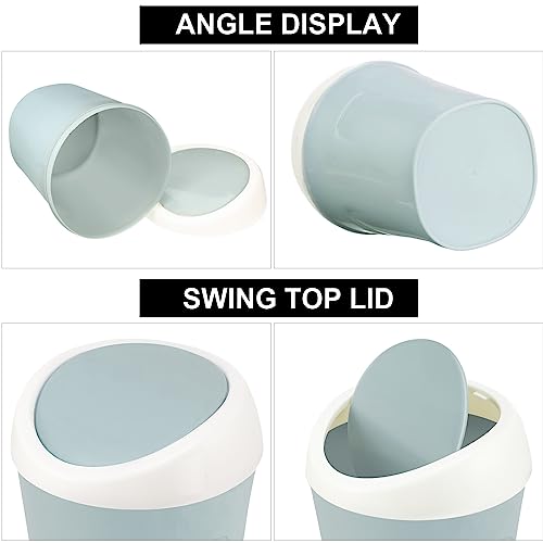 Zhehao 8 Pcs Plastic Mini Wastebasket Trash Can with Swing Lid 360 Trash Bags Desktop Small Garbage Bin Countertop Vanity Tabletop Waste Paper Basket for Home Office (Blue,Green,Pink) - color: Blue,Green,Pink