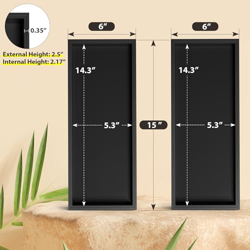 Kitchen Drawer Organizer Bins, Stackable Bamboo Drawer Organizer for Silverware, 2 Pcs Toilet Paper Basket Holder, Wood Bathroom Tray Countertop, Toilet Tank Tray Black 15" x 6" x 2.5" - color: Black, size: 15 x 6 x 2.5 Inch
