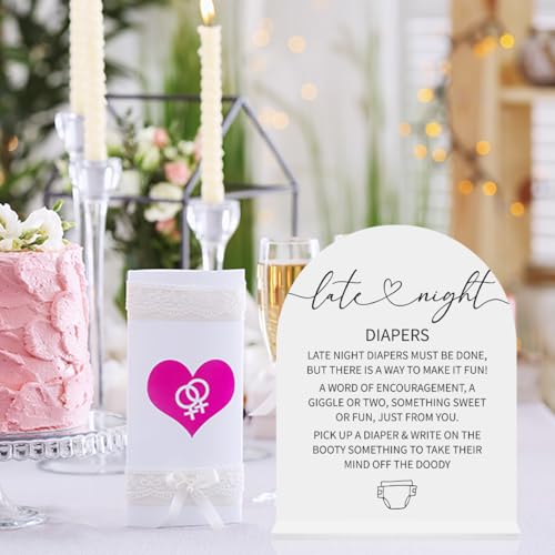 Late Night Diapers Sign Funny Baby Shower Diaper Game Sign Shower Reception Event Party Table Desk Acrylic Decor 8x10 Inch - color: late night diaper