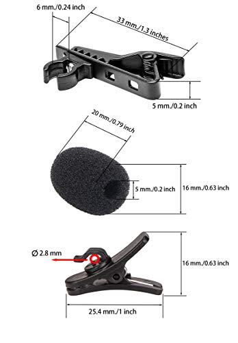 12 Pieces Lavalier Microphone Metal Tie Clips 12 Pieces Lapel Mic Windscreen Foam Covers and 12 Pieces Lav Mic Plastic Wire Clips - size: 12 Pack