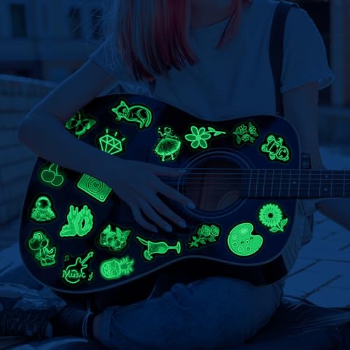 120 Pcs Glow in The Dark Cool Neon Stickers for Water Bottle, Waterproof Vinyl Laptop Decals, Teens Adults Phone Case Skateboard Luggage Cup Guitar Decor - color: Luminescent-446ksxx-227kscp
