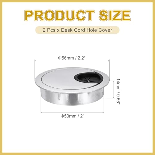 MECCANIXITY 2 Pcs Desk Grommet 1.9 Inch, Zinc Alloy Round Desk Hole Cover Wire Cable Cord Organizer for Home Office Computer Table Cables, 45mm, Silver - color: Silver, size: 1.9 Inch/50mm