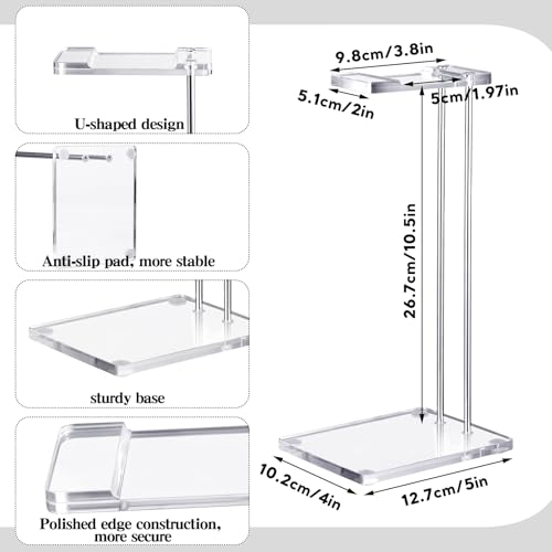Xuhal Acrylic Headphone Stand Headset Holder for Desk, Clear Acrylic Gaming Headset Stand Universal Headphone Holder for Desktop Display Office Accessories, with Metal Hardware(Rectangle) - style: Rectangle