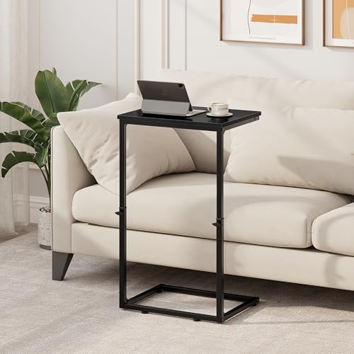 Vagusicc C Shaped End Table for Couch, 33.2'' Extra Tall C Table Adjustable Height Side Table, Small Side Table for Small Spaces, Couch Tables that Slide Under, Tv Tray Table for Living Room, Black - color: Black (1 Pack), style: Ordinary