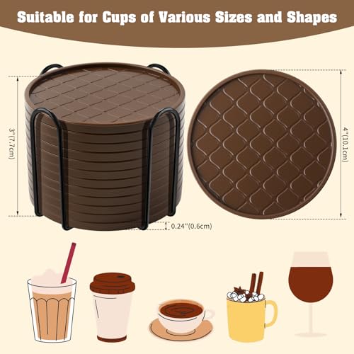 Coasters,Drink Coasters Set of 8 with Holder (Coffee, 12pcs) - color: Coffee, size: 12 pcs