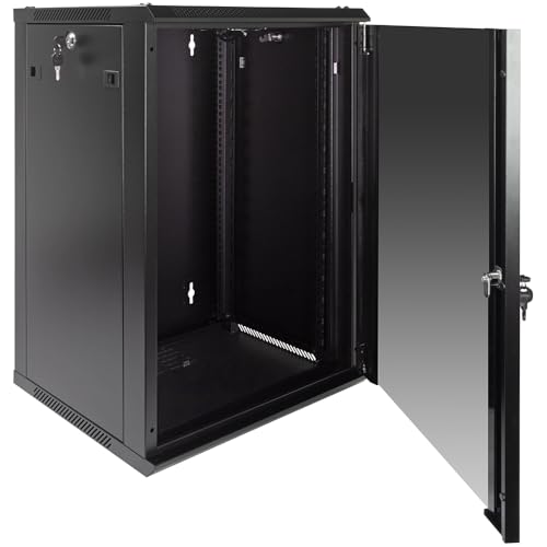 NavePoint 15U Wall Mount Consumer Series Server Cabinet Network Enclosure Locks, Fan - size: 15U