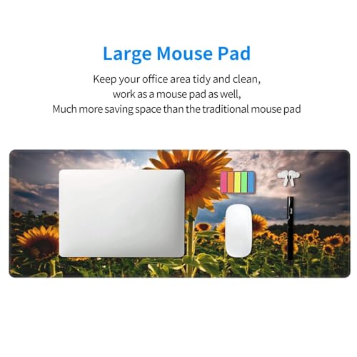 Nature Sunflowers Mouse Pad Large Gaming Mousepad Non-Slip Rubber Base Keyboard Mouse Mat for Laptop Keyboard Desktop 31.5 x 11.8 inch - color: Nature Sunflowers