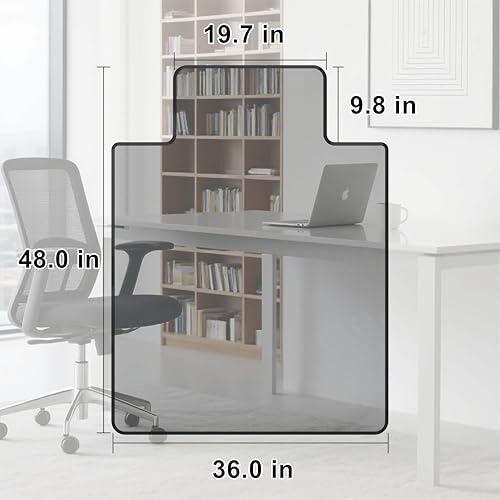 MESAILUP Beveled Edge Office Chair Mat for Carpet or Hardwood Floor, Crystal Grey 36" x 48" Desk Computer Chair Mat with Lip for a Smooth Glide and Easy Roll On/Off, Hard Heavy Duty and Non-Slip Pad - color: Grey, size: 36" x 48"