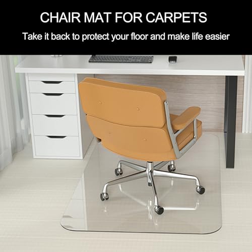 Office Chair Mat for Carpet, 32x48 Clear Heavy Duty Plastic Rolling Chair Mat, Under Computer Desk Floor Mat Protector for Carpeted Floors, Can be Used on Carpet or Hard Floor - size: 32'' x 48'' Rectangle