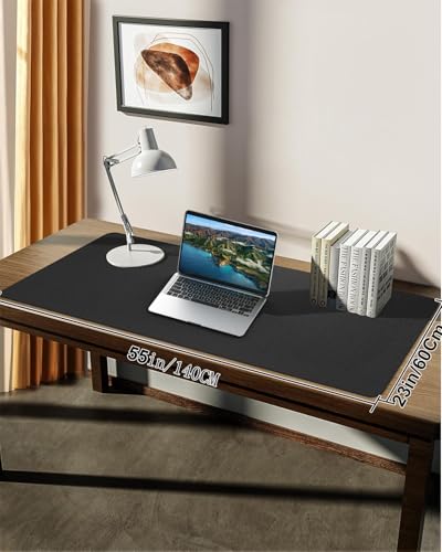 Desk mat Large, Leather Desk Pad Protector,Office Desk Mat,Mouse Pad, Non-Slip Desk Blotter, Laptop Desk Pad, Waterproof Desk Writing Pad for Office&Home (Black, 55" x 24") - color: Black, size: 55" x 24"