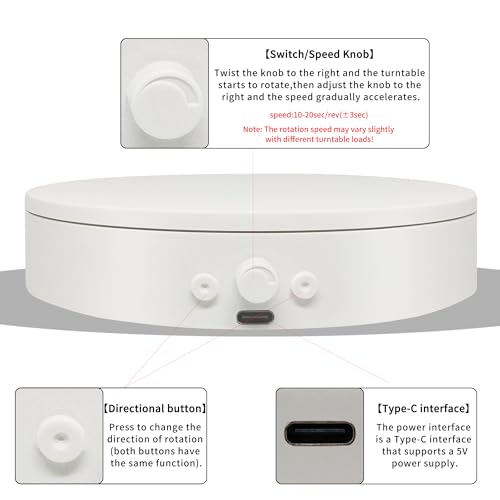 Motorized Rotating Display Stand for Epoxy Glitter tumbler, 360° Cup Turner Electric Turntable for Products Photography, Spinning Platform and Pedestal, adjustable speed and direction (4.53" white) - color: 4.53" white