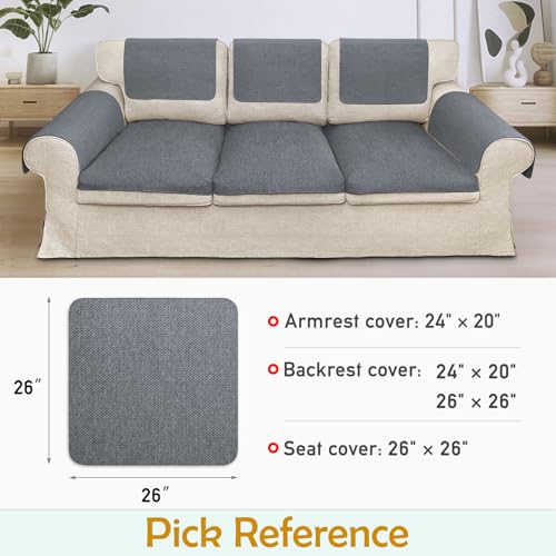 Couch Arm Covers, Waterproof Armrest Cover for Sofa, Loveseat, Armchair, Non-Slip Recliner Arm Cover, Sofa Arm Covers, Headrest Cover, Arm Chair Covers Set of 2 (Dark Gray, 26"×26") - color: Dark Gray, size: 26" x 26" - 2 pcs