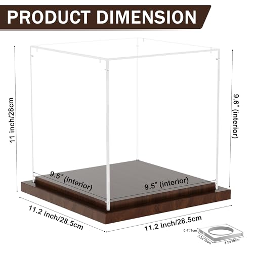 VGMiu Soccer Ball Display Case with Wood Base, Clear Acrylic Display Case Soccer Box with Removable Built-in Ball Holder for Autographed Balls, Sports Collectibles, Memorabilia Displays - size: Soccer Case